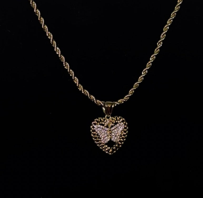 Pink Butterfly Necklace