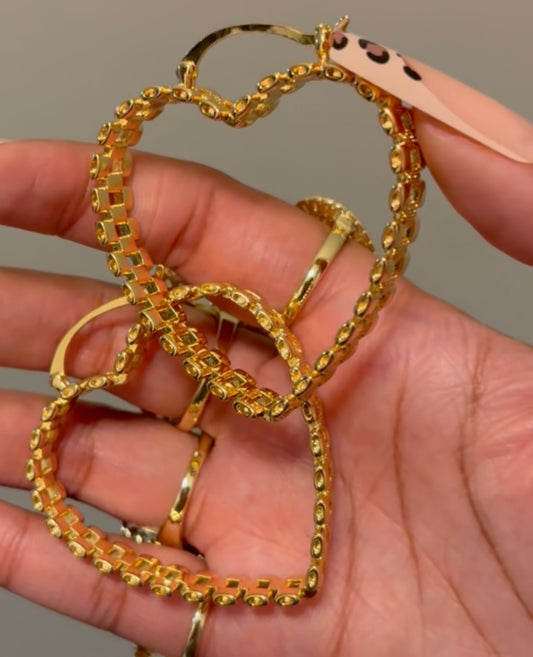 Heart Rolex Hoops