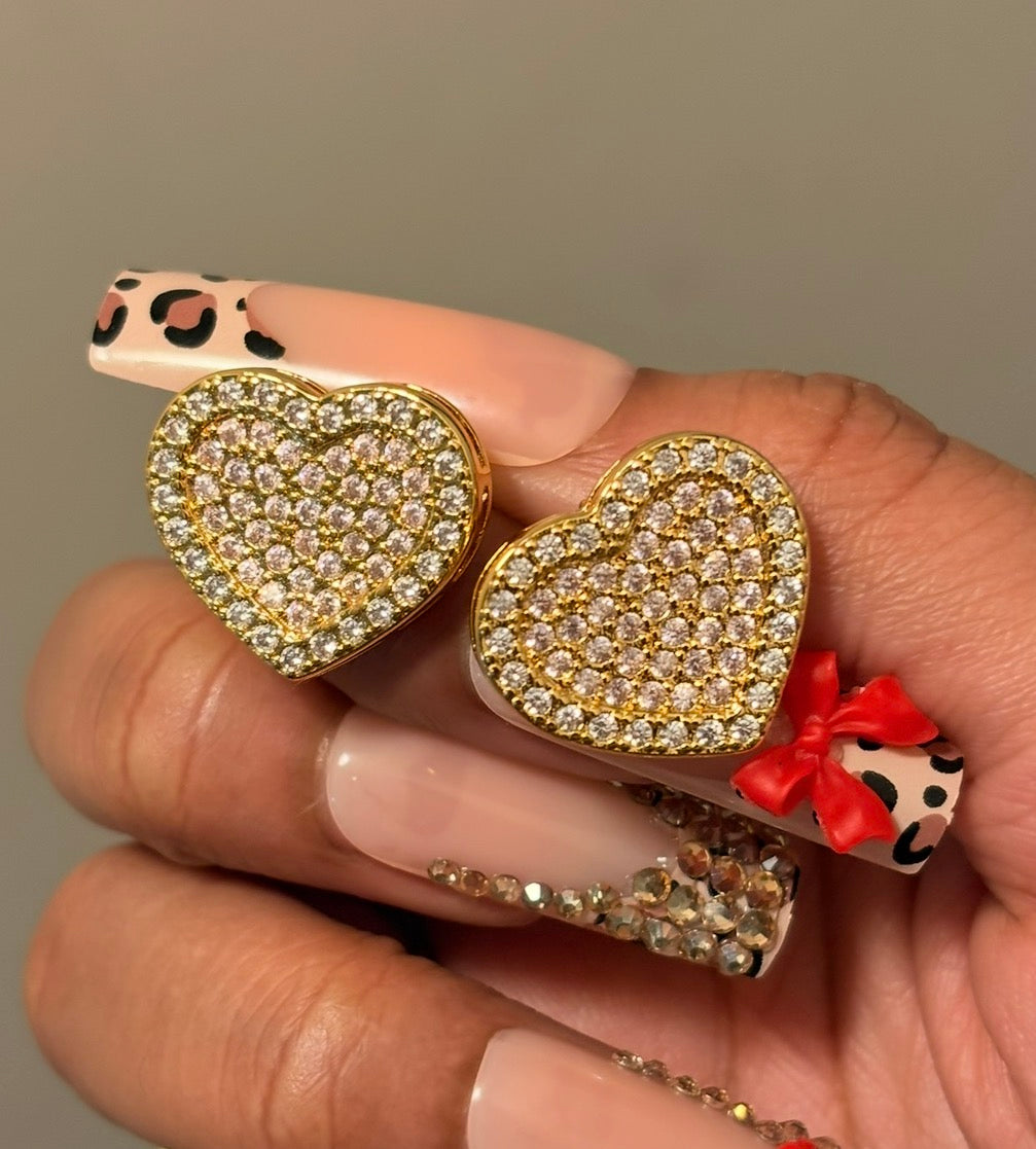 Iced Out Heart Earrings